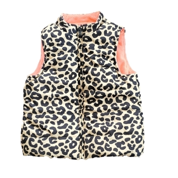 Gymboree Girls Leopard Puffer Vest - Picture 1 of 3